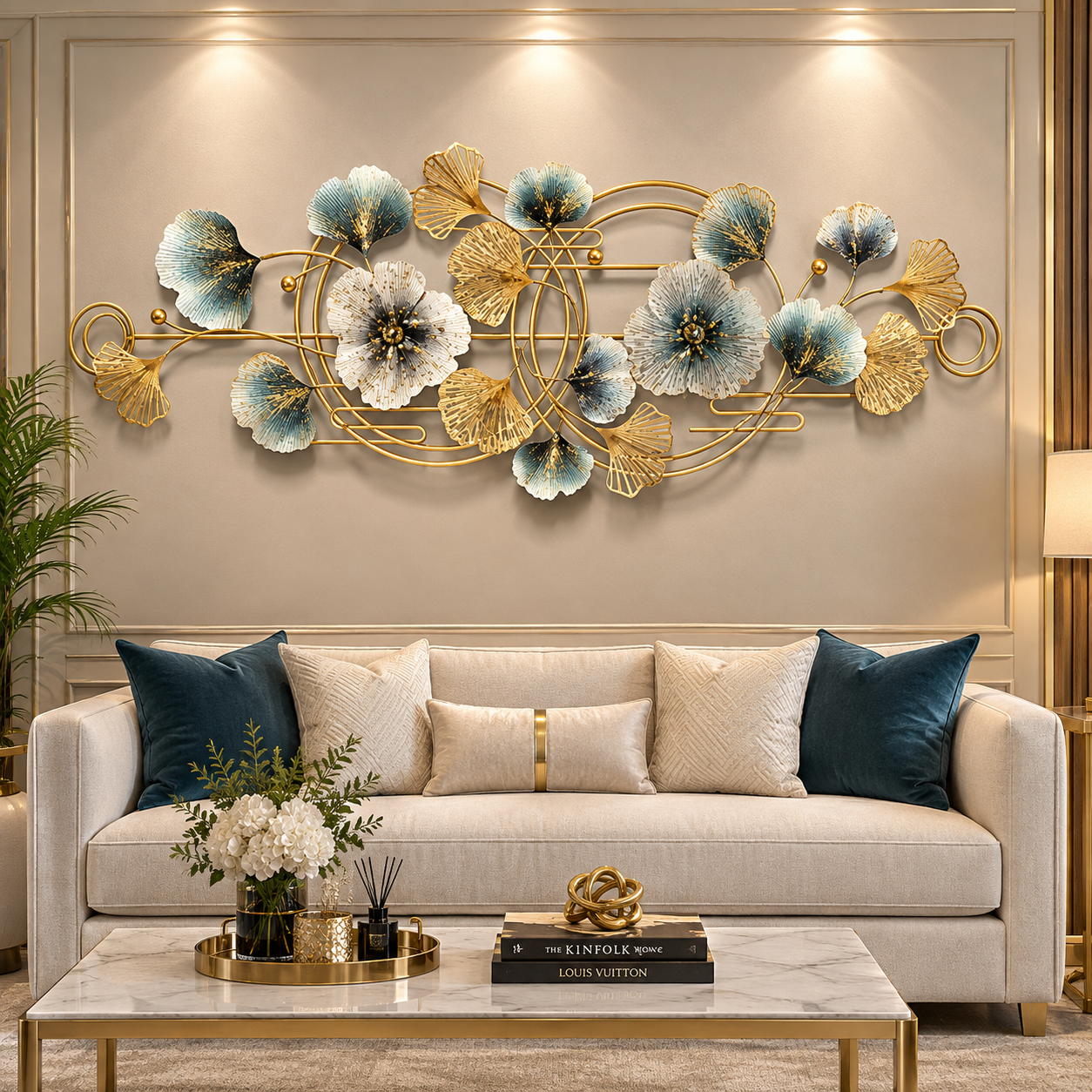 Elegant Golden Floral Bloom Metal Wall Art – Luxury Statement Decor