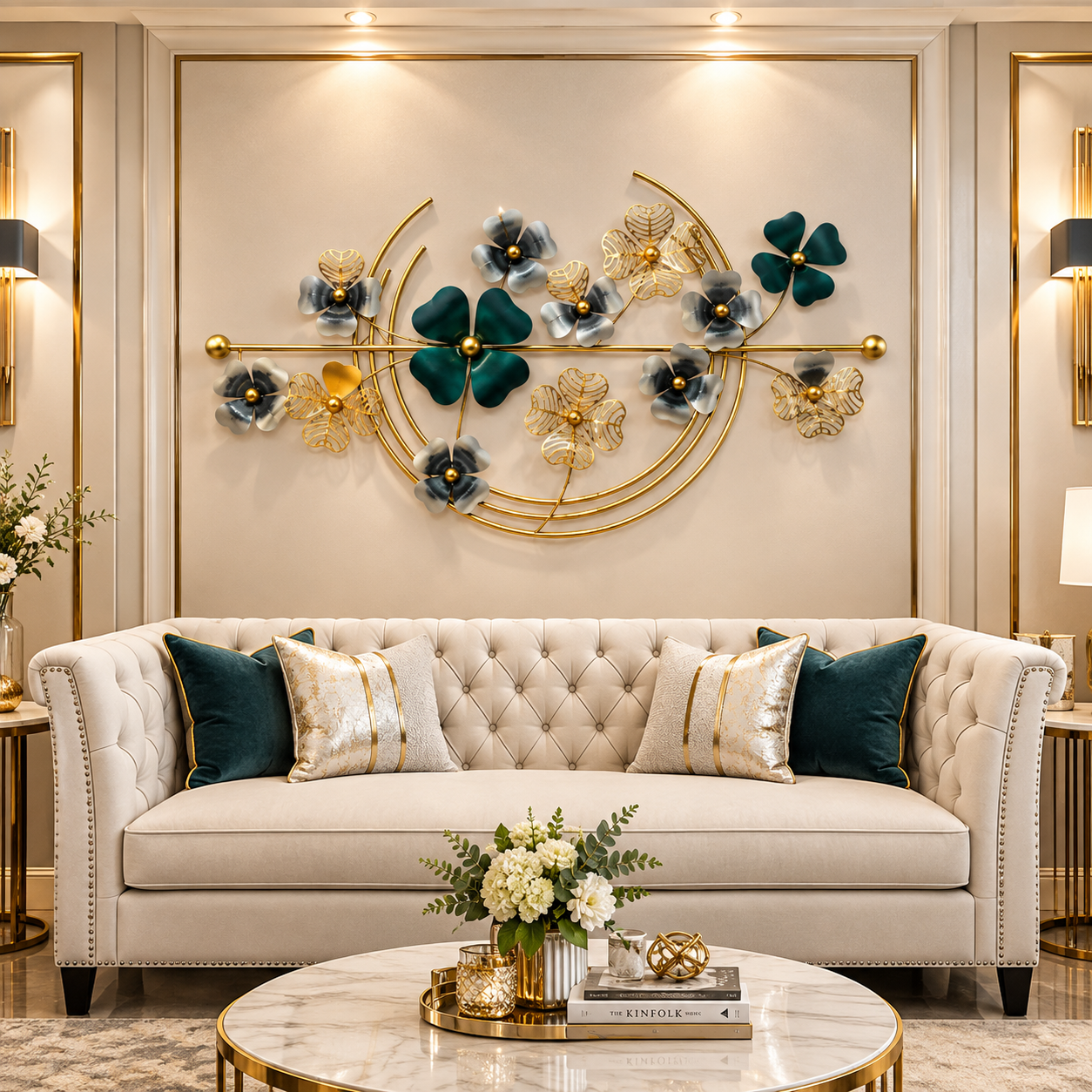 Emerald Bloom Elegance Wall Art – Premium 3D Metal Décor