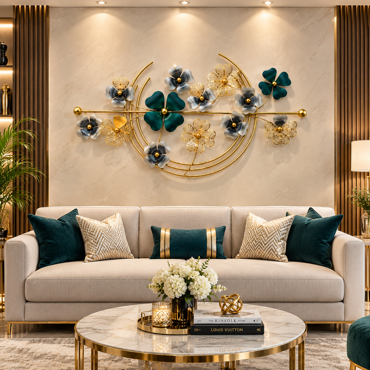 Emerald Bloom Elegance Wall Art – Premium 3D Metal Décor