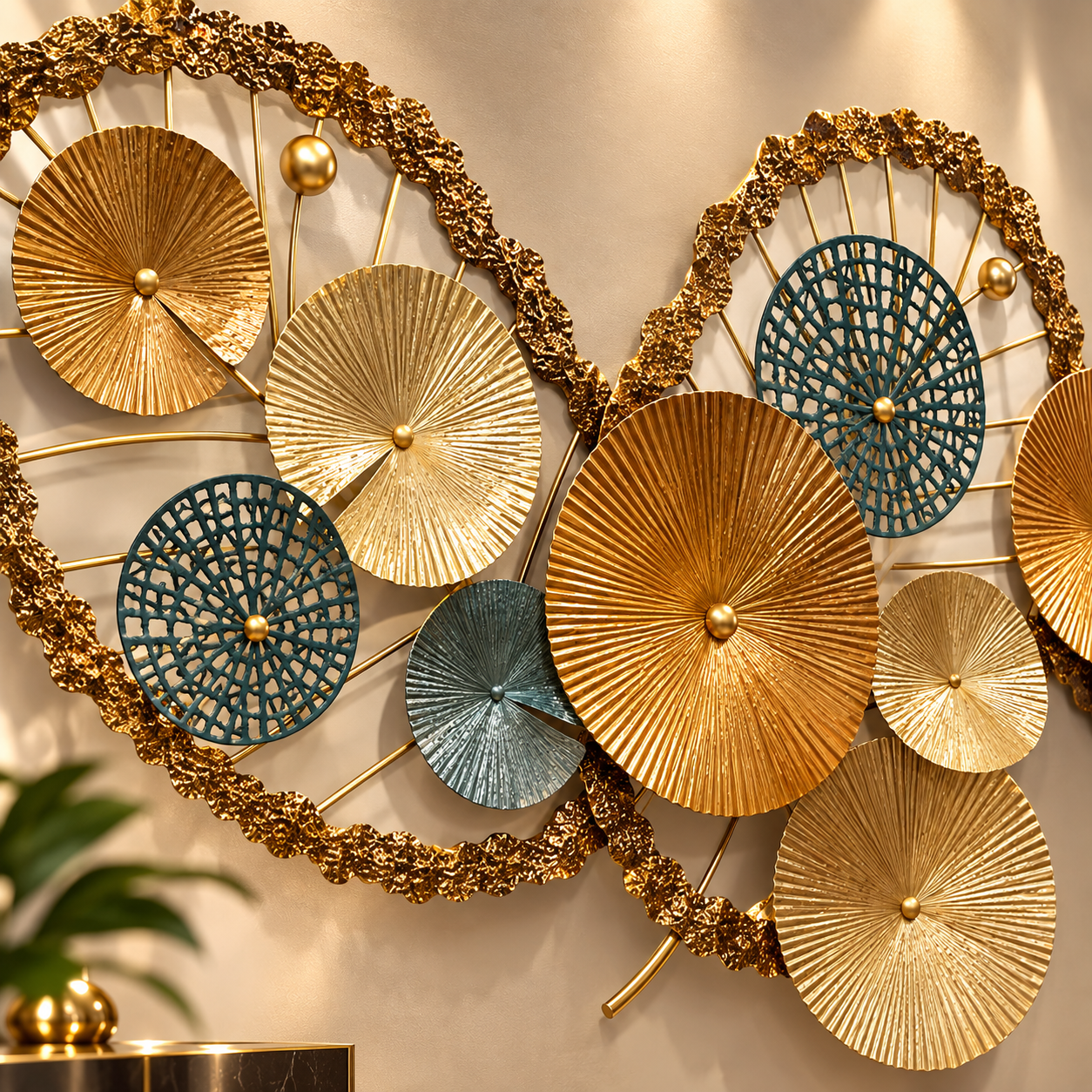 Golden Lotus Harmony Wall Art – Premium 3D Metal Décor