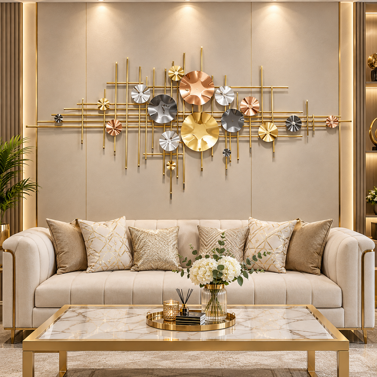 Premium Gold & Metallic Abstract Wall Art – Modern Geometric Statement Décor