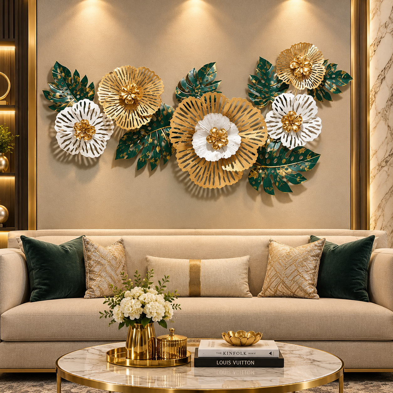 Luxe Gingko Metal Wall Art – Floral Statement Décor